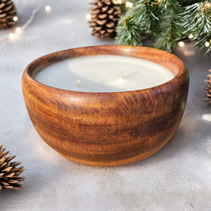 The wooden bowl candle